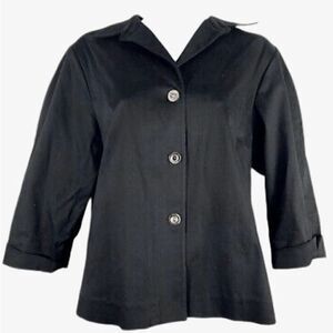 Lauren Ralph Lauren Sateen Jacket w/ 3/4 Sleeves in Dark Black/Silver Women’s S